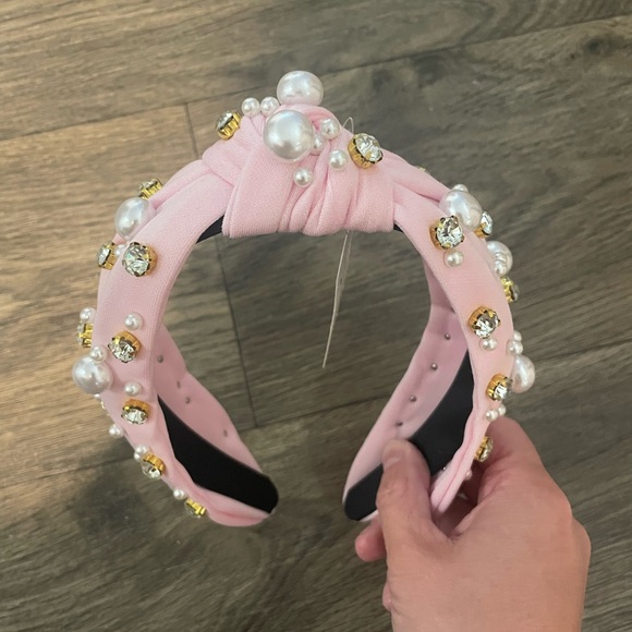 Sweet Tanger Light Pink Rhinestone & Pearl Headband - Picture 4 of 4